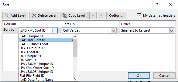 MISMO iLAD Column Sorting