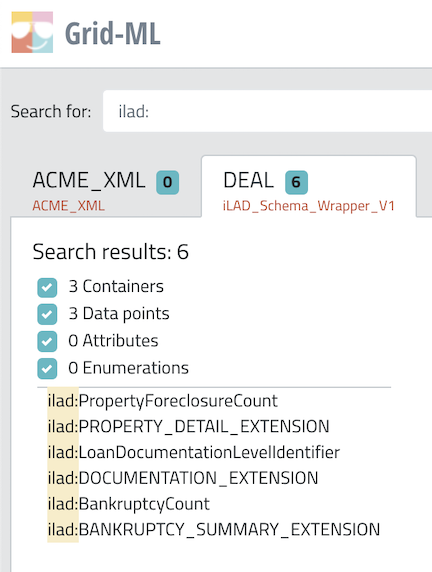Searching for iLAD Extension Elements using XML Namespace Search